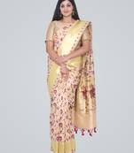 Semi Kataan Silk Tilfi Floral Jaal Banarasi Saree