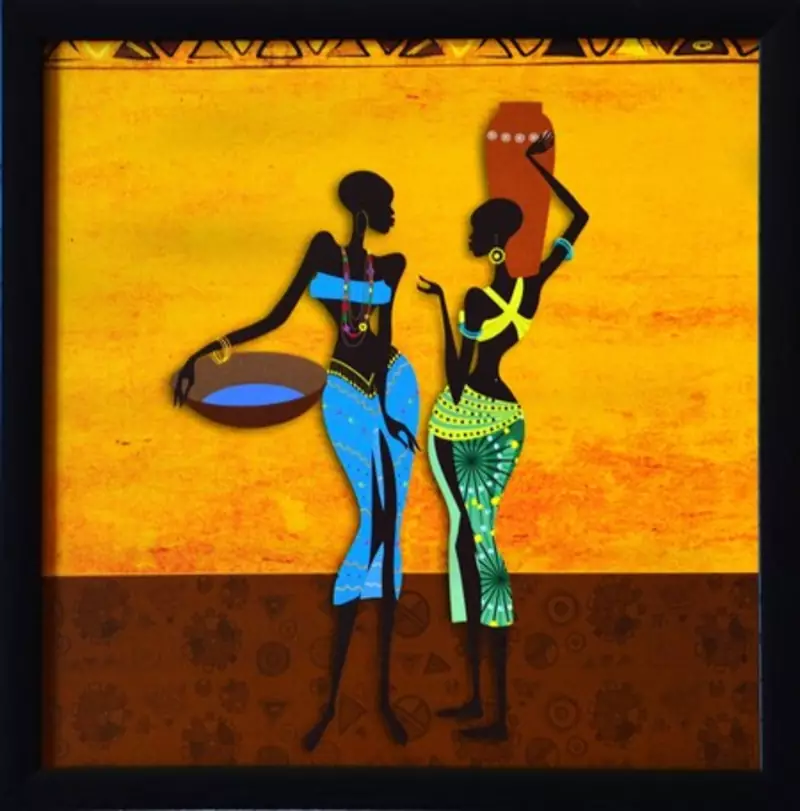 Tribal Ladies Satin Matt Texture Framed UV Art Print