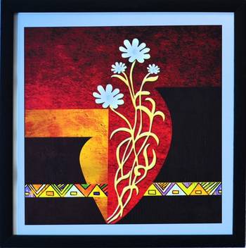 Floral Theme Satin Matt Texture Framed UV Art Print 1
