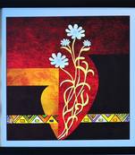 Floral Theme Satin Matt Texture Framed UV Art Print