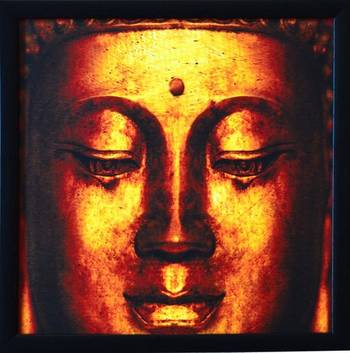 Meditating Buddha Design Satin Matt Texture Framed UV Art Print 1