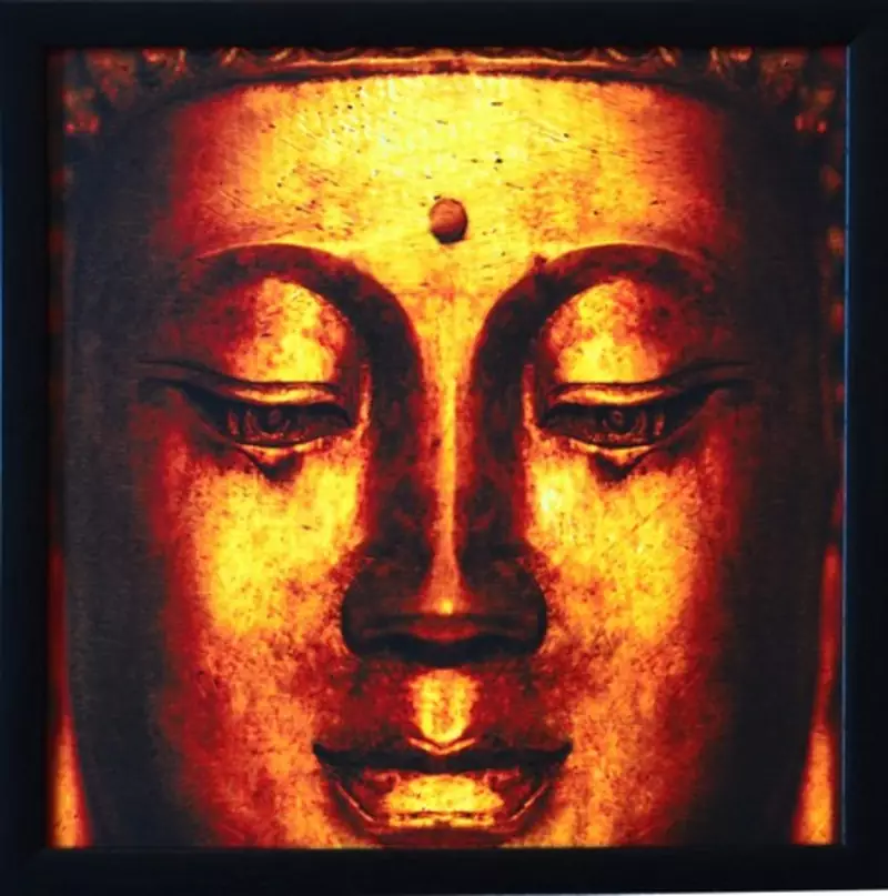Meditating Buddha Design Satin Matt Texture Framed UV Art Print