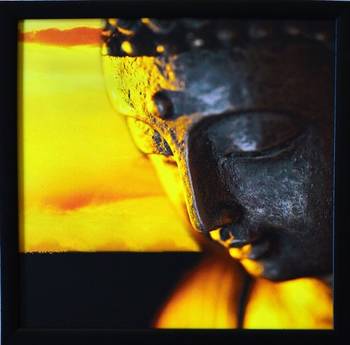 Meditating Buddha Design Satin Matt Texture Framed UV Art Print 1