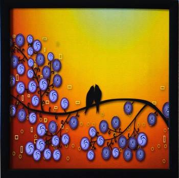 Floral Theme Satin Matt Texture Framed UV Art Print 1