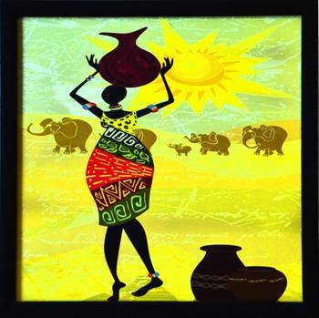 Tribal Lady Satin Matt Texture Framed UV Art Print 1