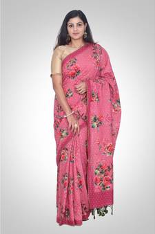 Pure Munga Silk Hand Woven Digital Print Banarasi Saree