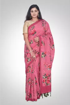 Pure Munga Silk Hand Woven Digital Print Banarasi Saree