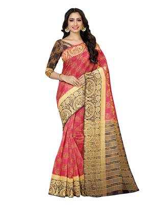 Mimosa Kanjivaram Style Art Silk Saree Color :  Pink 1
