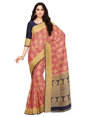 Mimosa Faux Kanjivaram Style Art Silk Saree Color :  Pink 1