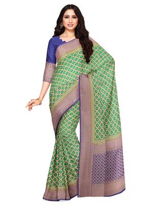 Mimosa Kanjivaram Style Art Silk Saree Color :  Green 1