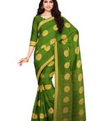 Mimosa Mysore Silk Style Crepe Saree Color :  Olive Green