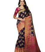 Mimosa Kanjivaram Style Art Silk Saree Color :  Navy Blue
