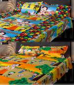 Set of 2 Chota Bheem Kids Double Bedsheet with 2 Pillow Cover