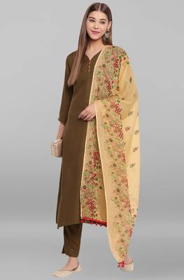 Janasya Olive plain rayon salwar 1