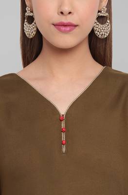Janasya Olive plain rayon salwar 3