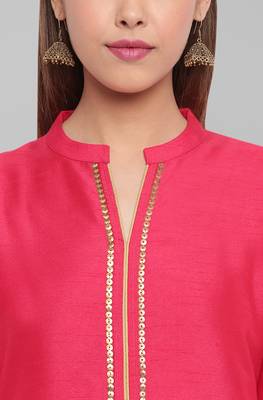 Janasya Pink sequins faux silk salwar 3