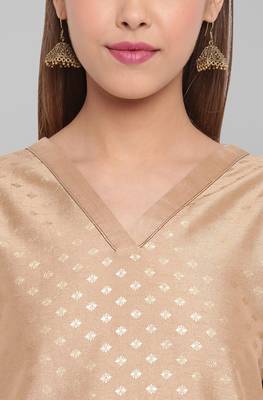 Beige golden print faux silk salwar 3