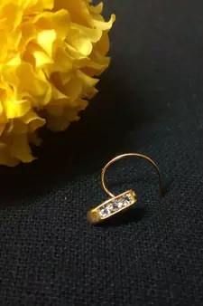 Designer Golden Diamond Floral nose ring or Nose Pin