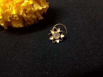 Designer Meenakari Black White Diamond Floral nose ring or Nose Pin 1