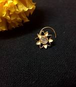 Designer Meenakari Black White Diamond Floral nose ring or Nose Pin