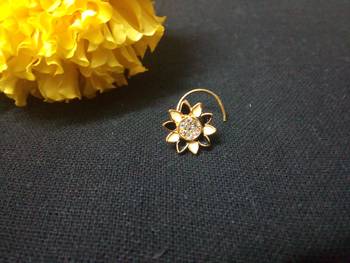 Designer Meenakari Black White Diamond Floral nose ring or Nose Pin 2