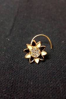 Designer Golden Diamond Floral nose ring or Nose Pin