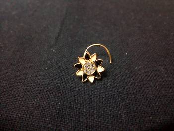 Designer Golden Diamond Floral nose ring or Nose Pin 2