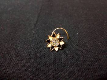  Designer meenakari black diamond floral nose ring or nose pin 2