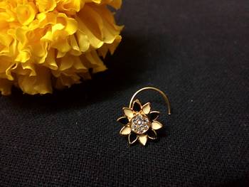  Designer meenakari black diamond floral nose ring or nose pin 3