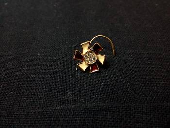 Designer Meenakari Maroon Diamond Floral nose ring or Nose Pin 3