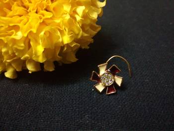 Designer Meenakari Work Diamond Floral nose ring or Nose Pin 2
