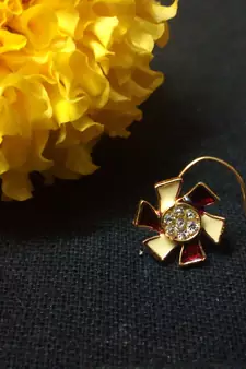 Designer Meenakari Work Diamond Floral nose ring or Nose Pin