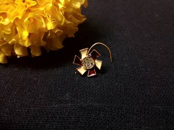 Designer Meenakari Work Diamond Floral nose ring or Nose Pin 3