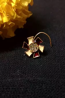 Designer Meenakari Work Diamond Floral nose ring or Nose Pin