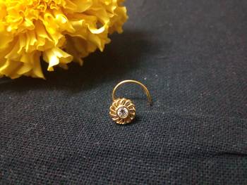 Designer Golden Diamond Floral nose ring or Nose Pin 1