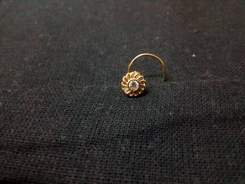 Designer Golden Diamond Floral nose ring or Nose Pin 2