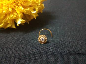 Designer Golden Diamond Floral nose ring or Nose Pin 2