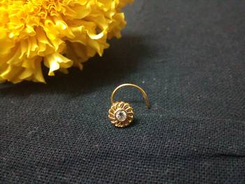 Designer Golden Diamond Floral nose ring or Nose Pin 3