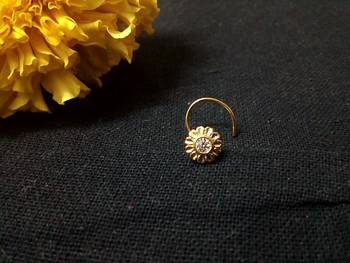 Designer Golden Diamond Floral nose ring or Nose Pin 1