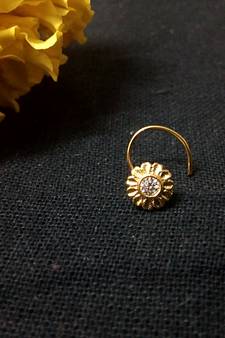 Designer Golden Diamond Floral nose ring or Nose Pin