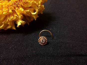 Designer Golden Diamond Floral nose ring or Nose Pin 2