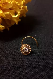 Designer Golden Diamond Floral nose ring or Nose Pin