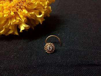 Designer Golden Diamond Floral nose ring or Nose Pin 3