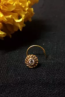 Designer Golden Diamond Floral nose ring or Nose Pin