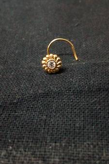 Designer Golden Diamond Floral nose ring or Nose Pin