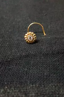 Designer Golden Diamond Floral nose ring or Nose Pin