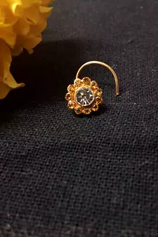 Designer Yellow Diamond Floral nose ring or Nose Pin