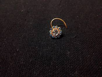Designer Blue Diamond Floral nose ring or Nose Pin 1