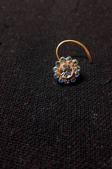 Designer Blue Diamond Floral nose ring or Nose Pin