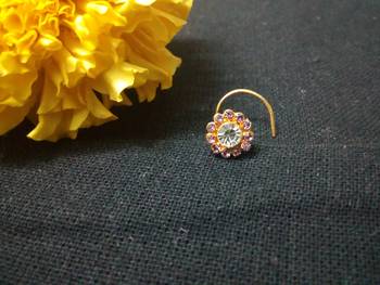 Designer Purple Diamond Floral nose ring or Nose Pin 1